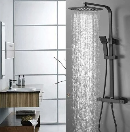 Black Square Thermostatic Rainhead Drencher Shower